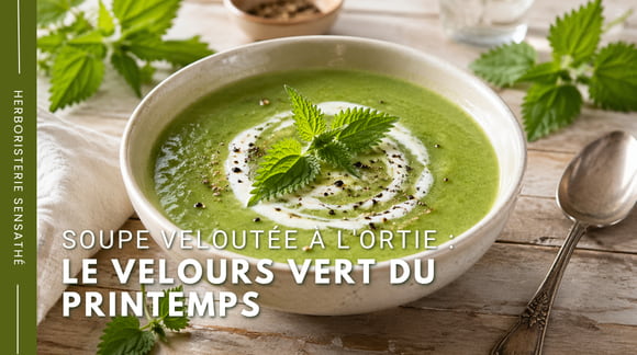 Recette soupe veloutée à l'ortie  recette printanière facile - Herboristerie Sensathé
